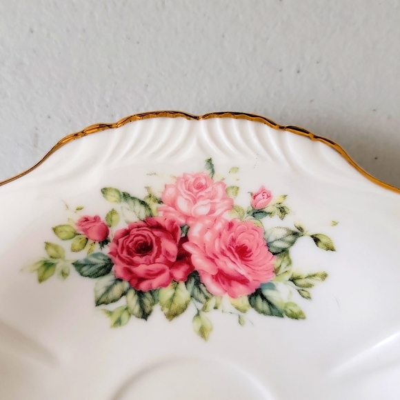 Burton & Burton Rose Saucer Plate White Gold Edge - Picture 5 of 7